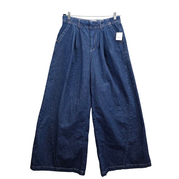 Free People Denim - Free People We The Free Old West Ultra Wide Leg Jeans Ritual Blue Indigo 28 NWT